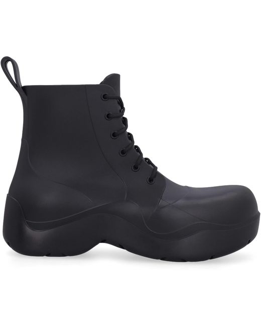 Bottega Veneta Black Puddle Lace-up Ankle Boots for men