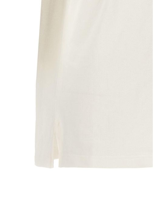 Fendi White Jacquard Polo Shirt for men