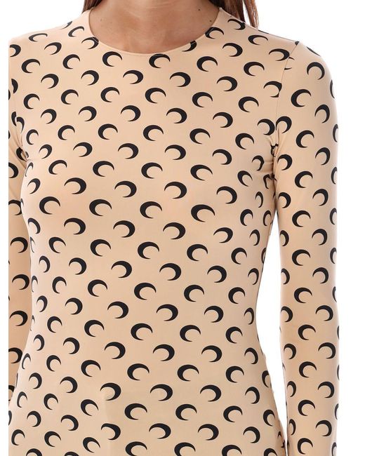 MARINE SERRE Blue Moon Second Skin Crew Neck Top