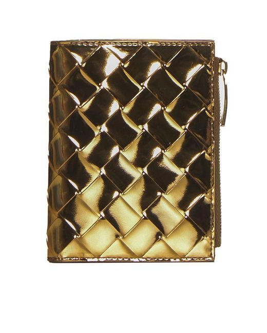 Bottega Veneta Metallic Intreccio Nappa Leather Small Bifold Wallet