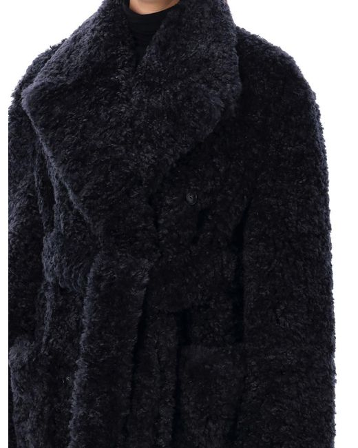 Stella McCartney Blue Belted Eco Fur Coat