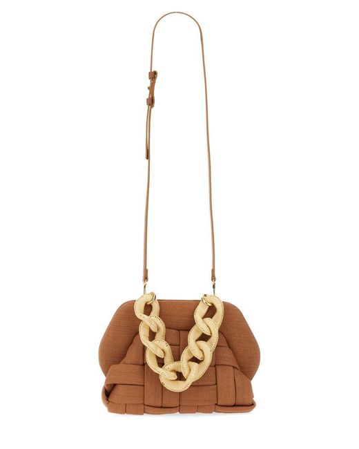 THEMOIRÈ Brown "Tia Weaved Straw" Clutch