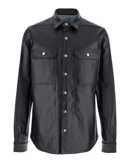 Rick Owens Black Jacket With Patch Pockets On The Chest for men