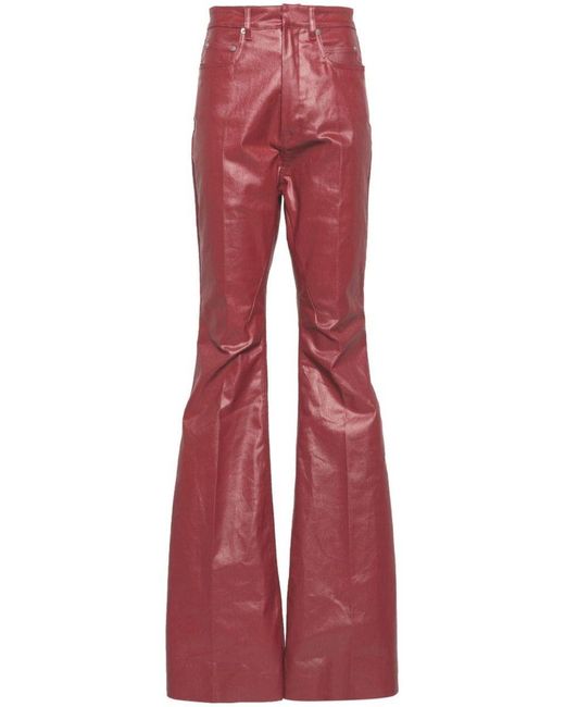 Rick Owens Red Denim Bootcut Trousers