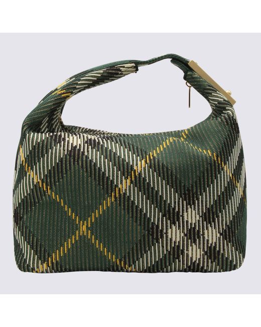 Burberry Green Cotton Peg Medium Top Handle Bag