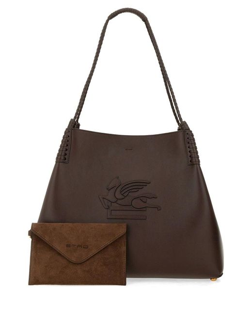 Etro Brown Shopping Bag "Libra" Paisley Medium