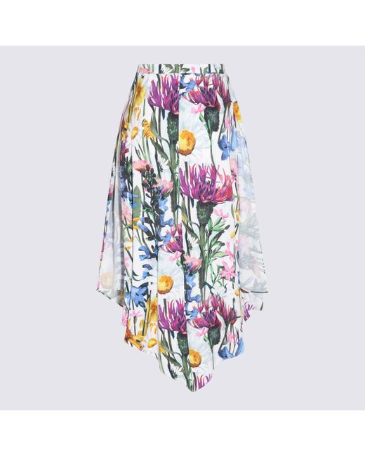 Stella McCartney Blue Allover Floral Printed Midi Skirt