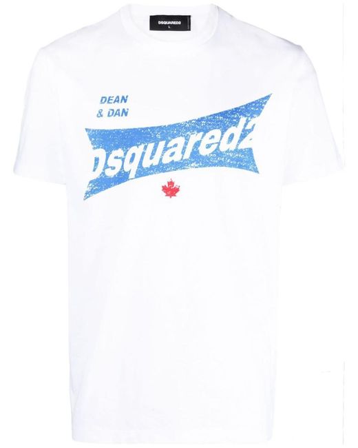 DSquared² Blue Logo-print Cotton T-shirt for men