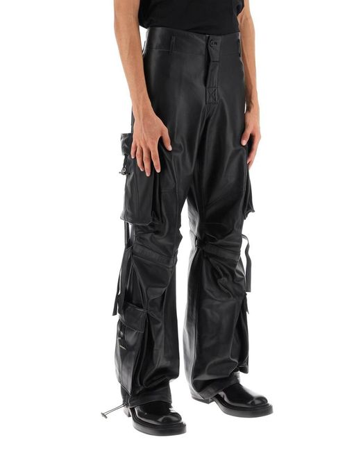 DARKPARK Black Luis Lamb-leather Cargo Pants for men