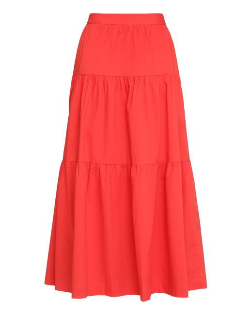 Staud Red Sea Cotton Midi Skirt