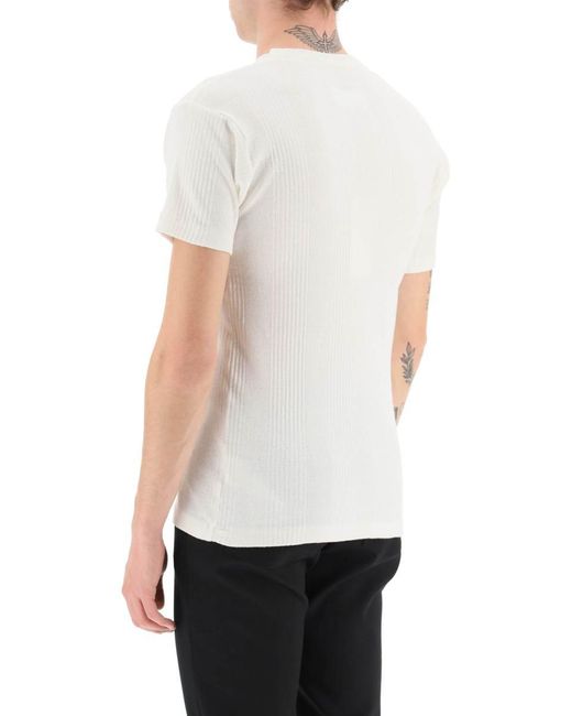 Maison Margiela White Ribbed Cotton T-shirt for men