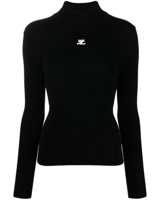 Courreges Wool Logo Pullover Clothing in Black | Lyst