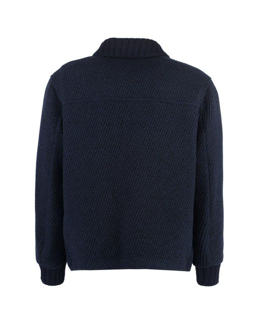 Etro Blue Wool Knit Jacket for men
