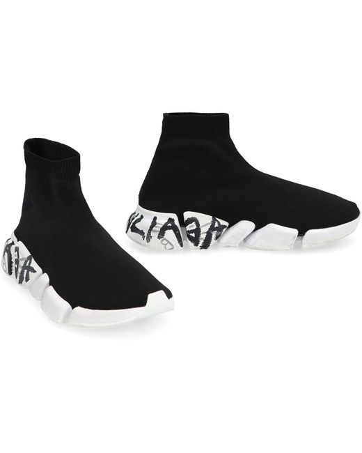 Balenciaga Black Speed 2.0 Knitted Sock-Sneakers for men