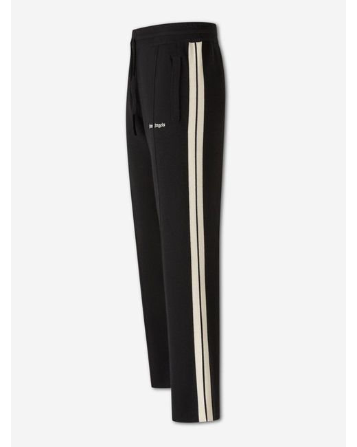 Palm Angels Black Wool Jogger Trousers for men