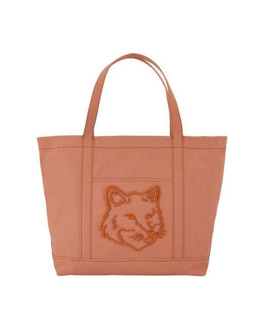 Maison Kitsuné Brown Fox Head Large Shopper Bag