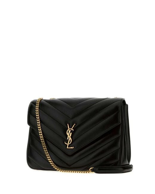 Saint Laurent Black Leather Large Lou Lou Shoulder Bag
