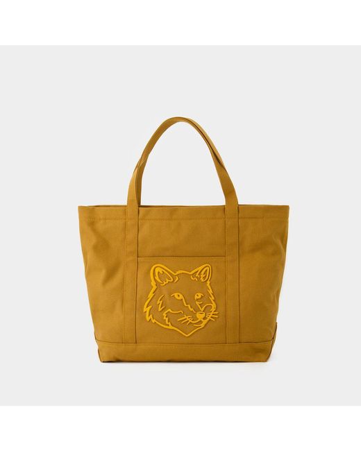 Maison Kitsuné Yellow Classic Fox Head Tote Bag