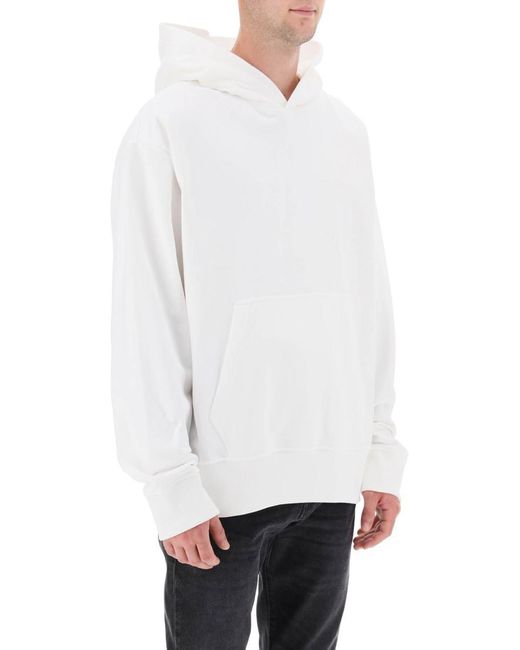 DIESEL White Logo Embroidered Hoodie for men