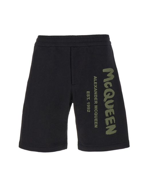 Alexander McQueen White "Mcqueen Graffiti" Shorts for men