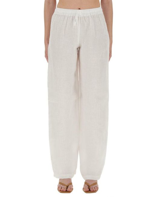 120% Lino White Linen Pants
