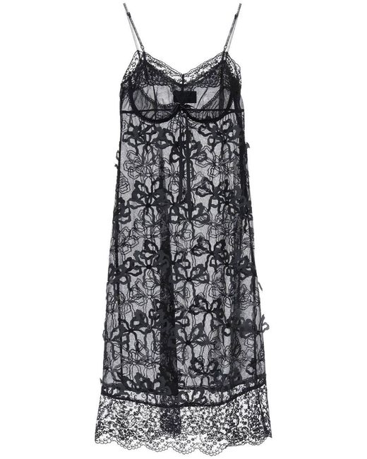Simone Rocha Gray Embroidered Tulle Slip Dress