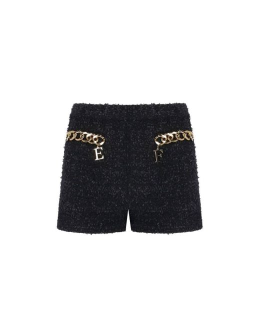 Elisabetta Franchi Black Shorts With Chain