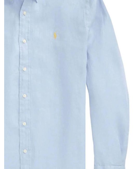 Polo Ralph Lauren Blue Polo Pony Linen Shirt for men