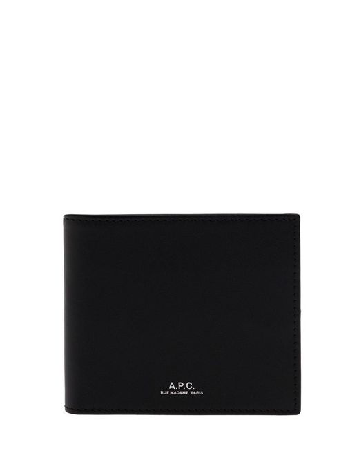 A.P.C. Black 'Ally' Bi-Fold Wallet With Embossed Logo for men