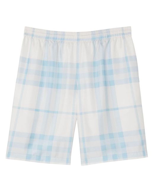 Burberry Blue Checked Silk Shorts for men