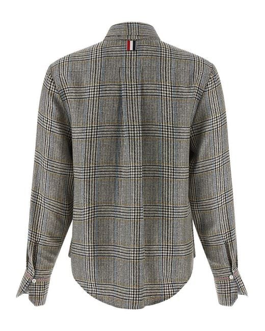 Thom Browne Gray Prince Of Wales Check Shirt
