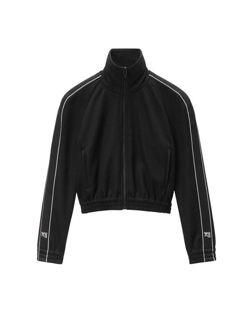 Alexander Wang Black Cropped Track Jacket W/Logo Webbing