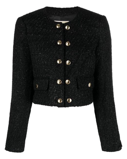 MICHAEL Michael Kors Black Stripe-pattern Cropped Jacket
