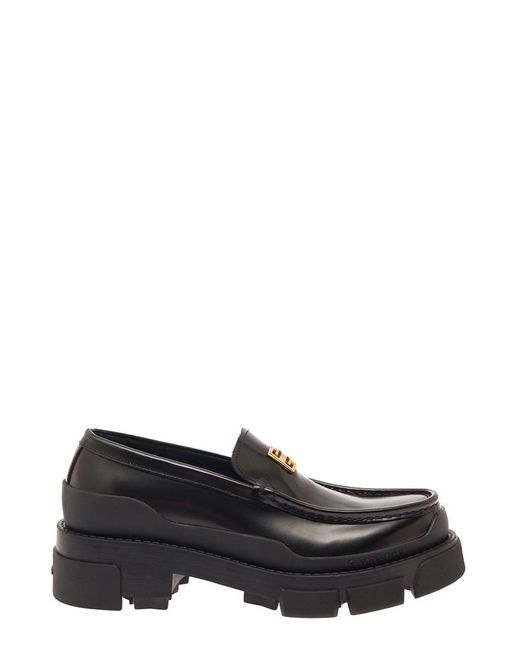 Givenchy White 'terra' Black Loafers With 4g Logo In Leather Woman