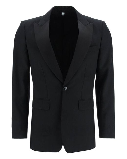 Burberry Black Tuxedo Jacket With Jacquard Details for men
