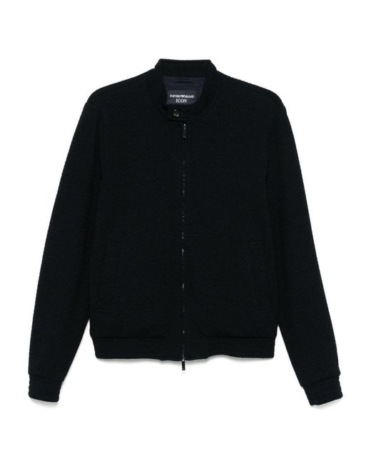 Emporio Armani Black Wool Blend Blouson Jacket