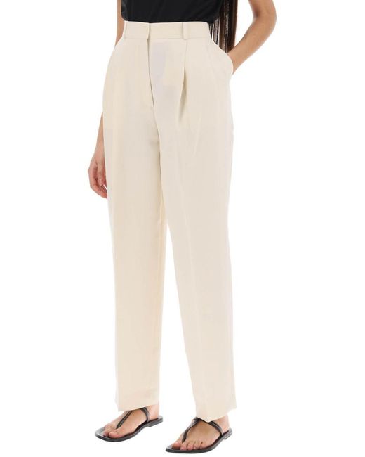 Totême  White Toteme Double-pleated Viscose Trousers