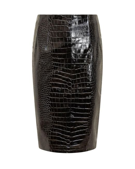 Versace Black Crocodile Skirt