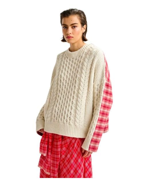 Essentiel Antwerp Natural Iface White Crewneck Sweater