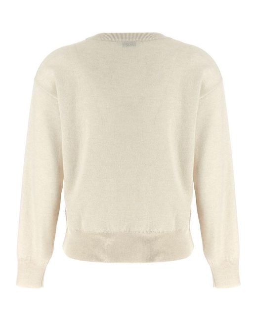 Brunello Cucinelli White Sequin Sweater
