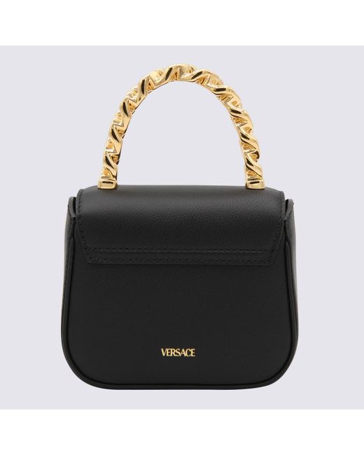 Versace Black Leather Medusa Handle Bag