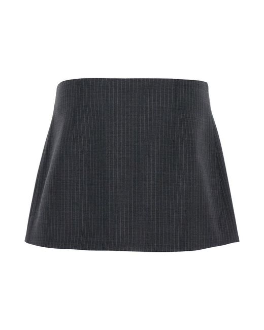Coperni Gray Pinstriped Wrap Mini Skirt