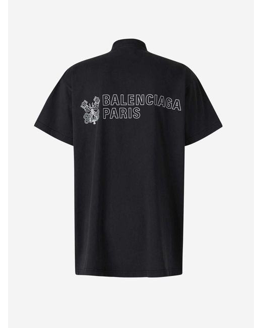 Balenciaga Black Cotton Logo T-Shirt for men