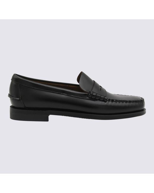 Sebago Black Leather Loafers for men