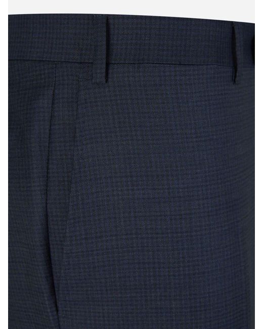 Canali Blue Wool Checked Suit for men