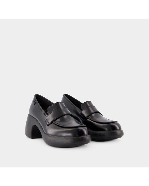 Scarpe Mary Jane Donna Camper Thelma II, In Pelle Bovina Nera, Tacco Comodo, Stile Femminile