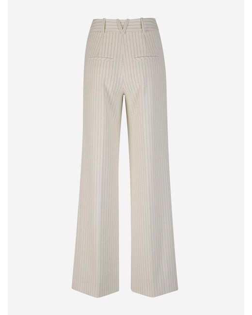 Veronica Beard White Striped Motif Pants