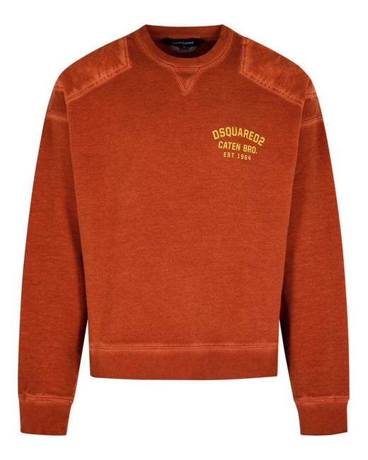 DSquared² Orange 'Cypro' Earthenware Cotton Sweatshirt for men