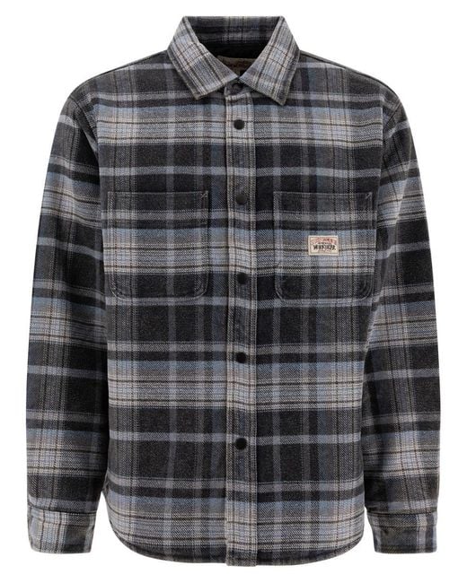 Stussy Plaid Quilted Overshirt Jacket in Gray for Men | Lyst