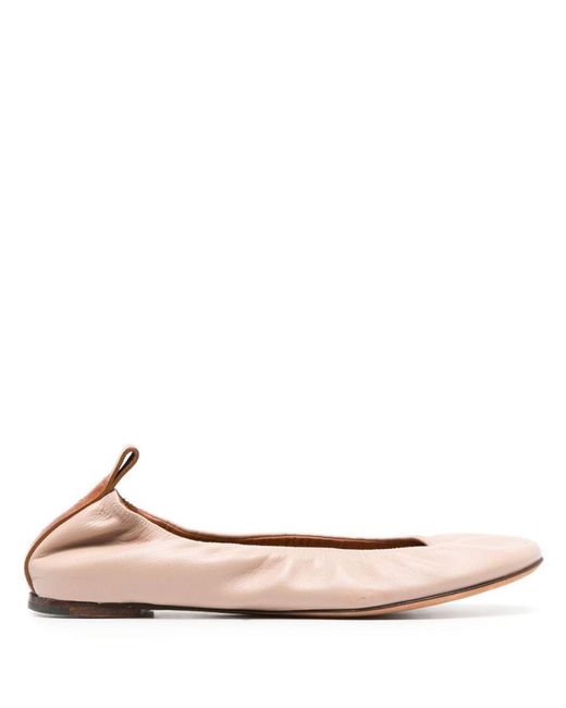 Lanvin Pink Leather Ballerina Shoes